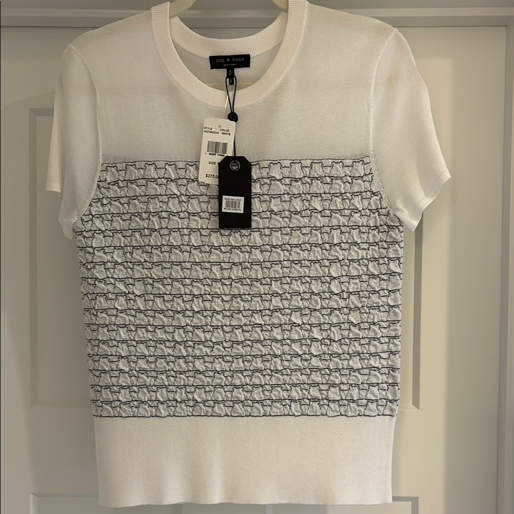 Rag & Bone Women's Textured White and black top